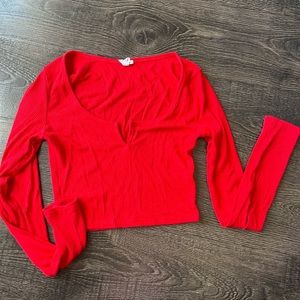 red long sleeve garage shirt